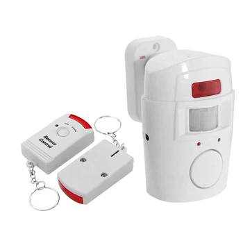 Инфрачервена аларма с датчик за движение -охранителна аларма с 2 дистанционни управления дистанционно управление, подходящи за дома/гаражи/магазини