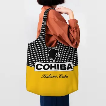 Кубинската Cohiba Хранителни стоки торби за пазаруване, холщовая чанта-тоут с принтом, чанта През рамо, Преносими чанти с Голям Капацитет, чанта за фотография