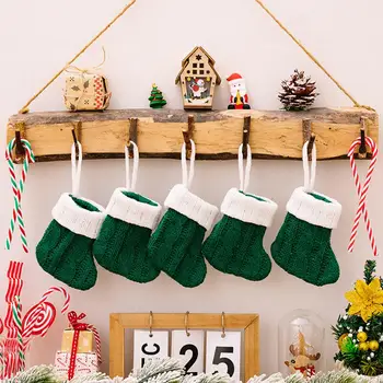 Коледен Отглеждане Ръчно изработени Подаръчни пакети за Коледно, Празнично Вязаный Чорап, украса за партита, Начало декор, Коледен чорап