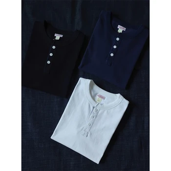 Мъжки t-shirt Henley БОБ DONG с къс ръкав, приталенная памучен ежедневни тениска на 3 копчета