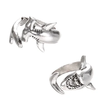 2 предмета, пръстен с Голяма Бяла Акула, двойка пръстени, подходящи По размер, Отворена обвивка Около палеца, Midi Сплав, влюбени в животните, юмрук