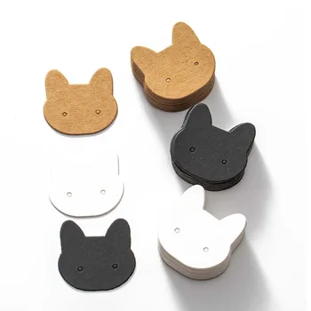 50 бр., картонена поставка за обеци във формата на котка, органайзер за бижута за уши 