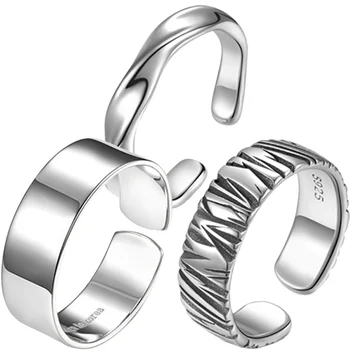 3 бр. Мъжки пръстени, мъжки пръстени ангажимент, така забележително пръстен на пръста си, открито регулируем пръстен