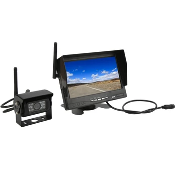 Комплект безжична камера за обратно виждане с 120 ° Широкоъгълен екран с HD 720P 7in IPS, Инфрачервен комплект безжична резервна камера за нощно виждане за камион