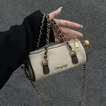 Реколта чанта Xiuya, однотонная чанта през рамо с буквенной веригата от изкуствена кожа, висококачествени ежедневни проста луксозна дизайнерска чанта