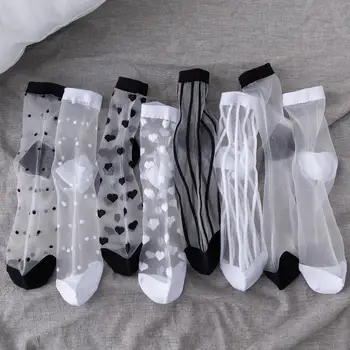 Новите дамски чорапи, модни мрежести, Прозрачни стъклени Копринени чорапи, Тънки Прозрачни кристални дантела, Страхотна Еластична годишният чорап на щиколотке
