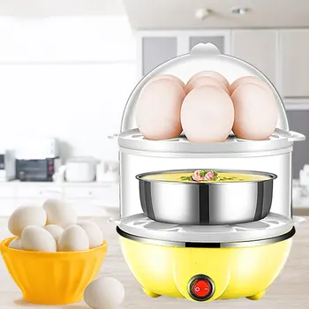 Мини-двойна котела за яйца, Многофункционална 2-слойная двойна котела, за да яйчен крем, автоматично изключване на захранването, штепсельная вилица САЩ с мерным чаша, кухненски инструменти