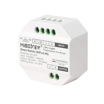 Led контролер MiBoxer Wifi + 2,4 G Smart Switch RF Натиснете Dimmer WL-SW1 100-240 В, приложение/Глас/Дистанционно управление