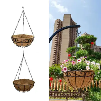 Висящи кошници за растенията, уличен стенен саксия, имитация на ратан, Окачен саксия за градина на балкона
