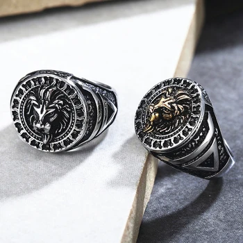 Винтажное пръстен на Цар Лъв за мъже от неръждаема Стомана в стил пънк, хип-хоп, рок, пръстен с глава на Лъв, Байкерские бижута, подарък, Директна доставка