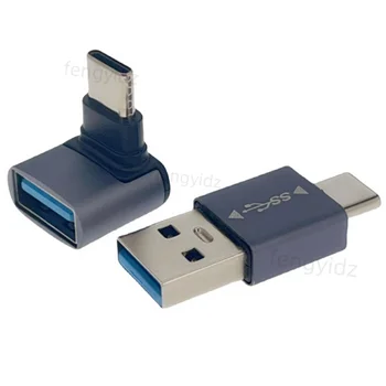 USB 3.1 към адаптер Type-C OTG 90 Градуса Лакът Бързо Зареждане Зарядно устройство Конвертор USB3.От 1 до USBC Адаптер за пренос на данни до 10 Gb/с за Macbook Pro
