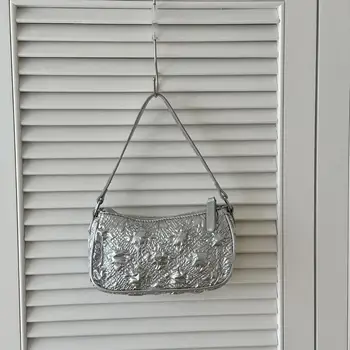 Брандираната Дизайнерска Дамска чанта за през рамото от лачена кожа, плиссированная, стеганая, Просто Малка чанта през рамо, с правоъгълна чанта