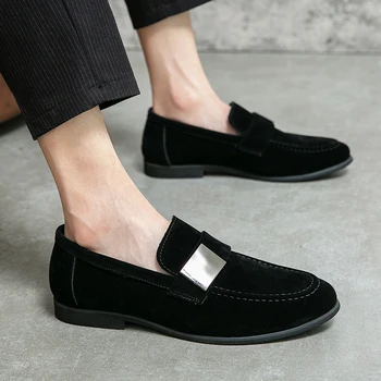 Мъжки ежедневни обувки от велур, Луксозен марка 2023, Мъжки лоферы, Мокасини, Модни мъжки обувки, Дишаща мъжки обувки за мързелив шофиране без закопчалка