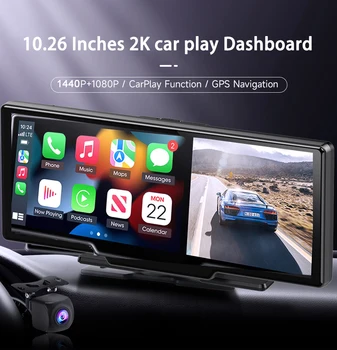 Авто екран Carplay и Android Auto с регистратор, двойна леща, Wifi Автомобилен видеорекордер, автомобилен видеорекордер, GPS-навигация