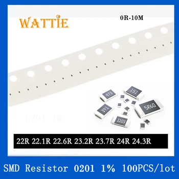 SMD резистор 0201 1% 22R 22,1 R 22,6 R 23,2 R 23,7 R 24R 24,3 R 100 бр./лот микросхемные резистори 1/20 W 0,6 мм *0,3 мм