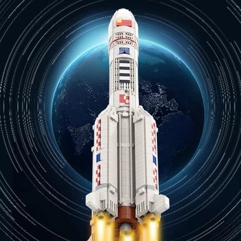 Gobricks MOC Space 1: 110 Long March 5 Набор от градивни елементи, за да стартирате ракети, играчки за изследване на космически спътник, детски подарък