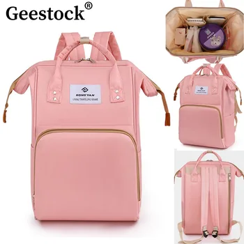 Geestock Водоустойчива чанта за майките, многофункционална раница за майката и момчето, пътни чанти за памперси, за да се грижи за детето, преносима чанта
