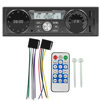 Кола Стерео MP3-плейър 1DIN в арматурното табло, кола FM-радио, Bluetooth, USB/ AUX, зареждане с часове и температурен дисплей