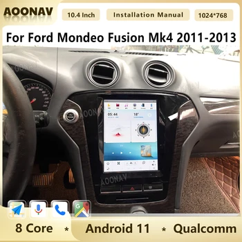 10,4 Инчов Автомобилен Радиоприемник За Ford Mondeo Fusion Mk4 2011 2012 2013 Android 11 Мултимедиен плеър Qualcomm GPS Навигация Carplay