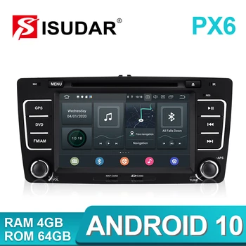 Isudar PX6 2 Din Android 10 Авторадио За SKODA/Yeti/Octavia 2009 2010 2012 Шестиядерный RAM 4G Автомобилен Мултимедиен DVD плейър GPS, DVR