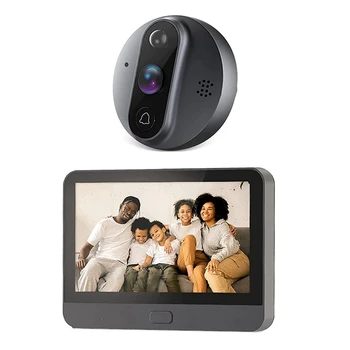 Smart Sasha 1080P Wifi звънчева Камера-Шпионка 4,3 Инча PIR FHD Инфрачервен Интелигентен звънец за Алекса Google