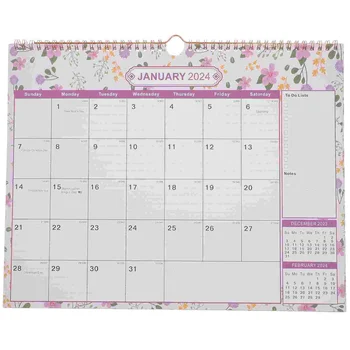 Feb2022 - Dec 2023 Стенен календар на месец, годишна Стенен планер, Месечен навити календар с извънбордов на една кука в подарък