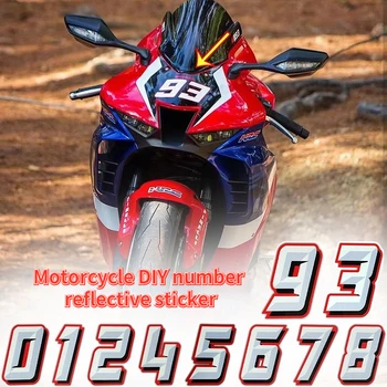 Стикери с номера на моторните състезания, направи си сам, светлоотразителни стикери върху главата на мотоциклетни каска за мотоциклет suv 0-9 цифрови