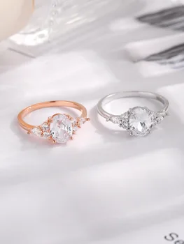 2023 Ново Сребърно Дамско геометрично пръстен S925 серия Сен Светло-Бяло пръстен с европейските и американските прост дизайн Женски пръстен