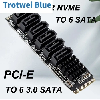 M. 2 NVME PCI-E PCIE X4 X8 X16 до 6 порта SATA 3,0 Адаптер Странично III ASM1166 6 GB/Сек. Шасито на сървърен КОМПЮТЪР Разширяване на компютър