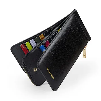 Жена държач за карти от естествена кожа, висококачествена и модерна чанта за карти, персонализирани скоба за карти с голям капацитет