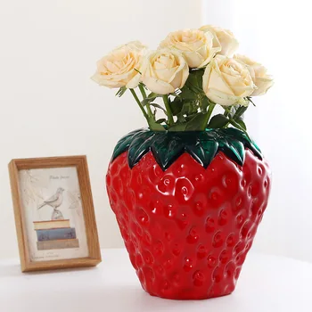 Ваза с ягоди, Мультяшная стъклена ваза, Изкуствен терариум с ягоди, Цветя, Хидропоника, Ваза за цветя, Аксесоари за украса на дома