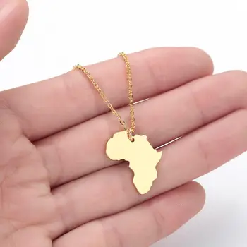 Колие с окачване като карта на Африка, колие със символа на Родината, Карта на света, бижута, модни Златни бижута за семейството, африкански приятели