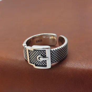Пръстен с катарама за колан от сребро S925 Мода и персонални Ins Мода и нишевый дизайн Японското лесно луксозно винтажное пръстен