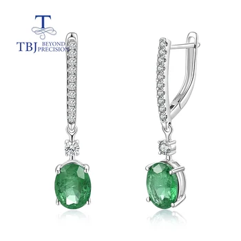 Нов стил, обеци от естествен зелен смарагд от злато 18 карата със скъпоценни камъни и с естествен диамант, фини бижута за жени