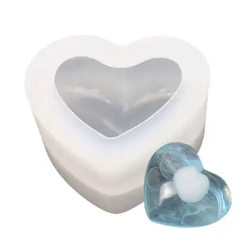 3D form във формата на сърце, Силиконова форма за сърцата от смола, Форма за торта, сапун, шоколад, свещи, желе, форми за художествени занаяти от смола, форми за сватба