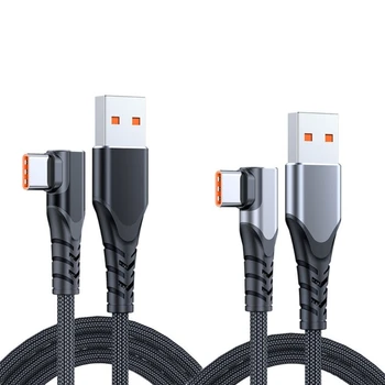 C1FB Обновен кабел за предаване на данни и бързо зареждане от USB A до Type-c 6A/PD66W Кабел с индикатор 480 Mbit/с Кабел за пренос на данни Сплетен кабел кабел за зареждане