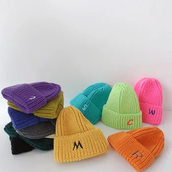 Ежедневни слушалки, детска шапчица-бини, детска вязаная шапка в ярки цветове, Корейски шапки в стил хип-хоп за момчета и момичета