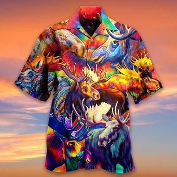 Гореща Нова Разпродажба, Хавайска риза за Мъже с 3D Изображение, Фламинго, Мъжка Риза, Плажна Негабаритная Забавно Мъжки Дрехи, Модни с Къс Ръкав