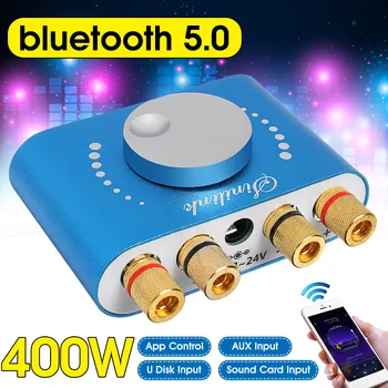 400 W 12 v/24 В 2 Ch Мини Усилвател Bluetooth 5,0 Говорител Цифров Аудио Мощност Клас D Hi-Fi Стерео USB Музикално Звукова Карта УСИЛВАТЕЛ За Домашно Кола