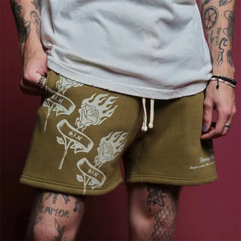Летни мъжки нови свободни ежедневни панталони Five Points от модната марка Five Points, изработени от памук с голям принтом в формата на кръг