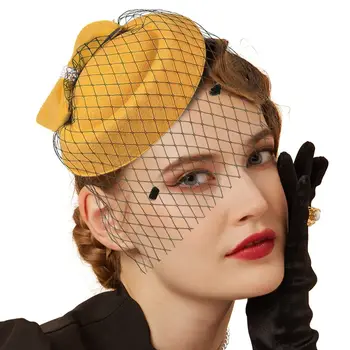 Новата реколта шапка-таблетка от 20-те и 50-те години, завесата в стила на Дерби в Кентъки, Чародейки, Коктейлни шапки за Чай, Шапка-Чародейката с клипс за жени