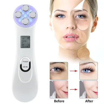 Електрически Масажор за лице EMS LED Photon RF Радиочестотни Лифтинг на лице, стягащ инструмент за премахване на бръчки, анти-стареене грижа за кожата