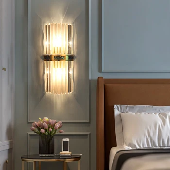 Модерен Златна Кристална Стена Лампа Gem Decor Светлини Лампа За Вътрешно Преминаване Proch Light LED Луксозен Лестничный монтиран на стената Лампа За Дневна Спалня