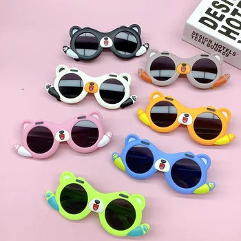 Модерни детски слънчеви очила устойчиви на uv радиация за момчета и момичета, сладък cartoony мече, детски слънчеви очила вдлъбната форма