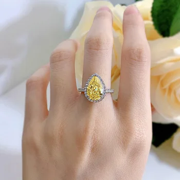 Новост 2022 г., Новост S925, Сребърен пръстен с розов диамант 8 *12, пръстен с Высокоуглеродистым диамантен пръстен 5 Карата