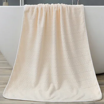 Бяло кърпи за баня 70 * 140 см, основното вязаное кърпи за баня от коралов кадифе, дебели абсорбиращи пшеница