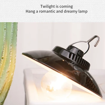 Led Преносим фенер USB Type-C За зареждане, лампа за палатка с куки За външна градина, Жълта светлина