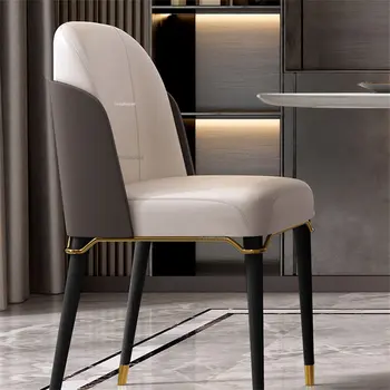 Италиански кожени трапезни столове за хранене, луксозен ресторант, стол, домашен облегалка, кухненски кът, столове D