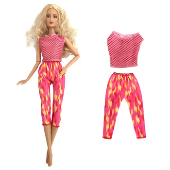 1 Комплект, Розов костюм за йога, удобен топ без ръкави + Панталон, рокля за йога, Лъки парти за 1/6 кукли Барби, Аксесоари за момичета, играчки