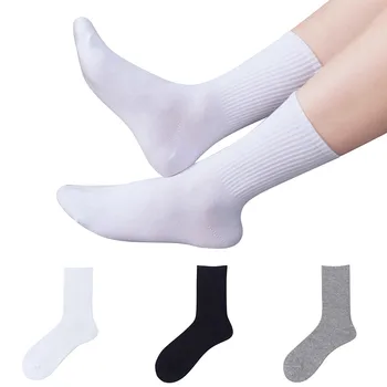 Дълги чорапи, обикновена чорапи, Найлонови Высокоэластичные чорапи, Плоски чорапи, Мъжки Чорапи с най-високо берцем, Черни, Бели Дълги чорапи, чист цвят, японски